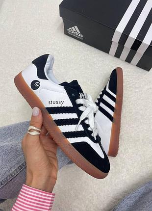 Чёрно-белые кроссовки adidas samba stussy white black x адидас самба 38