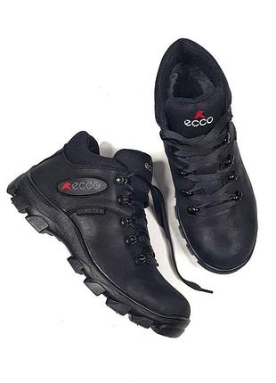 Чоловічі чорні кросівки ecco boots black winter fur х екко 41