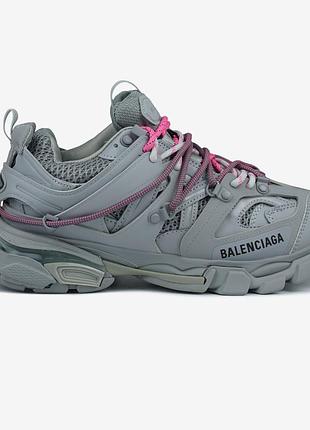 Серые кроссовки унисекс balenciaga track trail laces grey pink x баленсиага 37
