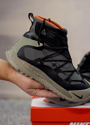 Оливкові кросівки унісекс nike acg air terra antarktik gore-tex khaki grey winter fur х найк 36