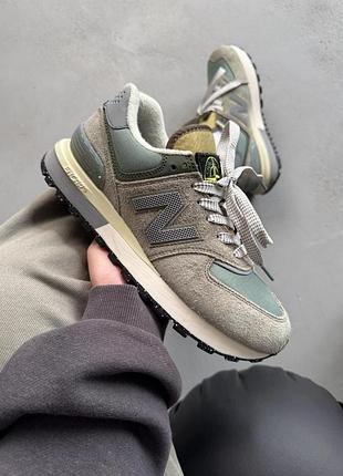 Бежевые кроссовки унисекс new balance 574 legacy stone island beige grey х нью беланс 40