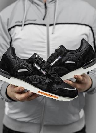 Мужские черные кроссовки reebok classic black white х робок 46