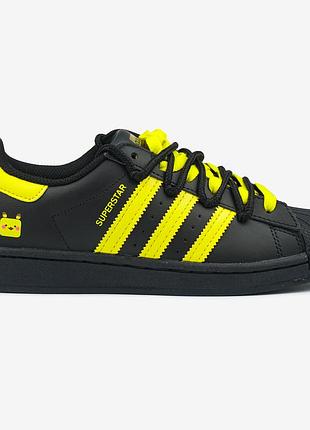 Жіночі чорні кросівки adidas superstar pokemon black yellow custom х суперстар 41