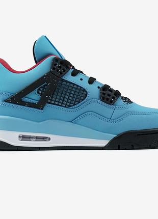 Блакитні кросівки унісекс jordan 4 travis scott cactus jack blue х джордан 37