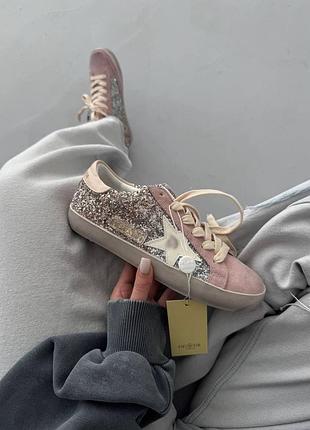 Розовые женские кроссовки golden goose ggdb sstar dirty pink sparkles х голден гус 40