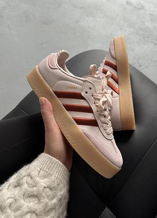 Розовые женские кроссовки adidas samba platform pink bordo x самба 38