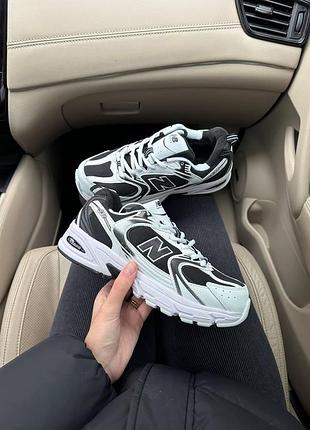 Белые кроссовки унисекс new balance 530 white black fur fleece winter x нью беланс 37