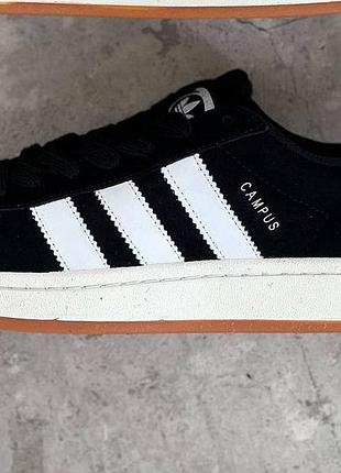 Черные мужские замшевые кроссовки adidas campus black white winter fur x кампус 42
