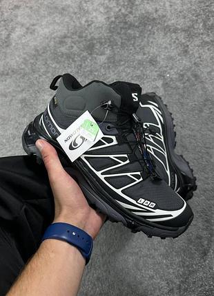 Мужские черные кроссовки salomon xt-4 black grey gore-tex winter fur х саломон 46