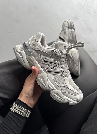 Сірі кросівки унісекс new balance 9060 grey white х нью беланс 43