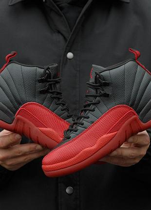 Чоловічі чорні кросівки nike air jordan 12 retro full game black red х джордан 45