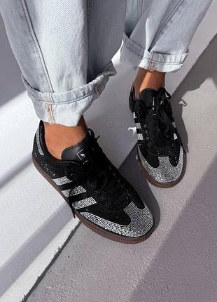 Жіночі чорні кросівки adidas samba black swarovski x самба 39