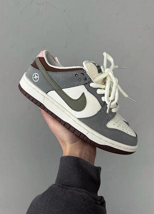 Серые кроссовки унисекс nike sb dunk yuto horigori grey white brown х данк 38