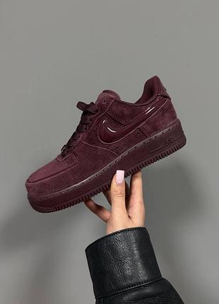 Бордовые кроссовки унисекс nike air force 1 low 07 burgundy suede х эйр форс 43