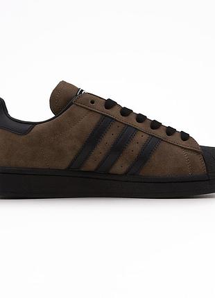 Жіночі коричневі кросівки adidas superstar brown black х суперстар 38