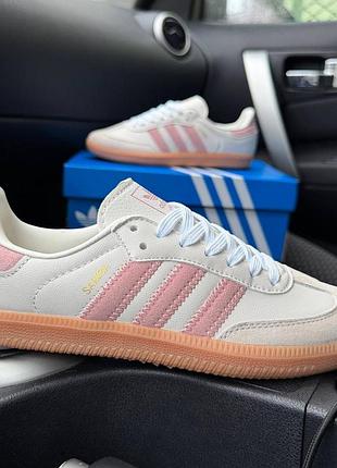 Женские белые кроссовки adidas samba white pink x самба 36