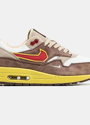 Коричневые мужские кроссовки nike air max 1 swoosh low poly big head х эйр макс 45