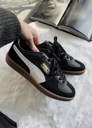 Черные кроссовки унисекс puma palermo leather black grey gum х пума 37