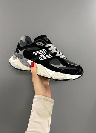 Чорні кросівки унісекс new balance 9060 black grey beige х нью беланс 36