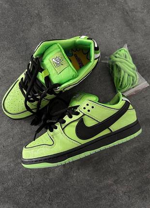 Зелені кросівки унісекс nike sb dunk low powerpuff girls buttercup х данк 38