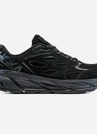 Черные мужские кроссовки hoka one clifton suede triple black х хока 41