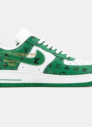 Білі кросівки унісекс nike air force 1 low by virgil abloh white green louis vuitton х найк ейр форс 40