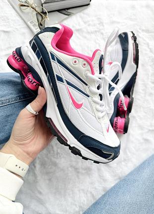 Білі жіночі кросівки nike shox ride 2 sp supreme white blue pink х шокс 37