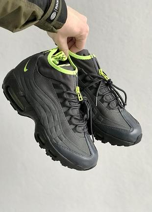 Серые мужские кроссовки nike air max 95 sneakerboot winter termo black volt х эйр макс 41