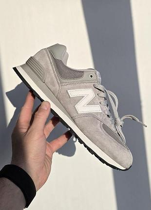 Серые кроссовки унисекс new balance 574 grey white х нью беланс 37