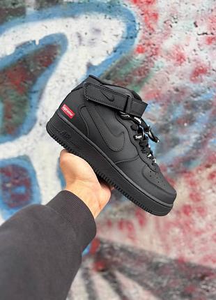 Черные мужские кроссовки nike air force 1 high supreme black x эйр форс 45