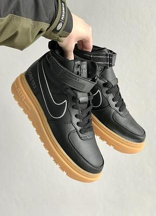 Черные мужские кроссовки nike air force 1 high black gum gore-tex x эйр форс 42