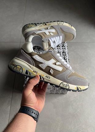 Бежевые мужские кроссовки premiata mick beige grey white х премиата 41