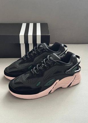 Черные кроссовки унисекс adidas raf simons cylon 21 black pink х раф саймонс 44