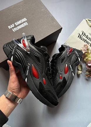 Черные мужские кроссовки adidas raf simons cylon 21 black red х раф саймонс 45