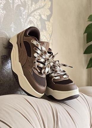 Коричневые кроссовки унисекс puma 180 brown х пума 38
