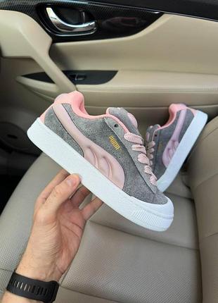 Серые женские кроссовки puma suede xl crush preserves grey pink х пума 41