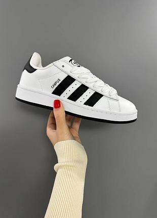 Жіночі білі кросівки adidas campus white black адідас кампус 37