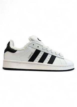 Білі кросівки унісекс adidas campus white black winter fur x кампус 39