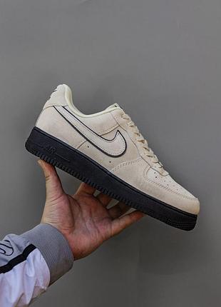 Бежевые кроссовки унисекс nike air force 1 low beige black х найк форс 45