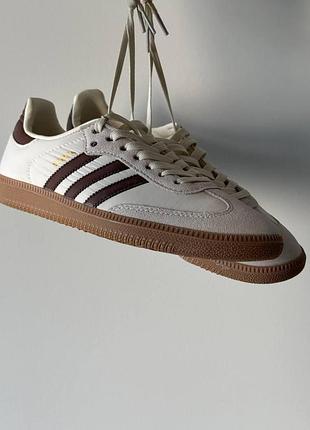 Жіночі білі кросівки adidas samba white brown x самба 36