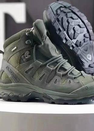 Мужские кроссовки хаки salomon quest 4d gore-tex forces 2 en high khaki х саломон 43