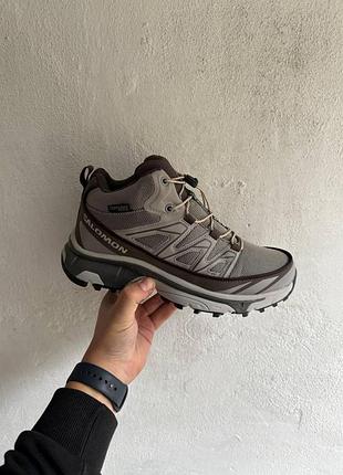 Мужские коричневые кроссовки salomon xa pro street brown gore-tex winter fur х саломон 44