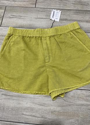 Шорти льняні на резинці бренда zara розмір s