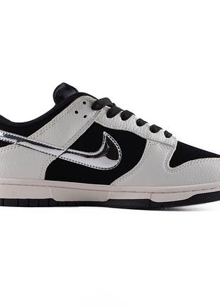 Черно-белые кроссовки унисекс nike sb dunk low stussy black white metallic х данк 36