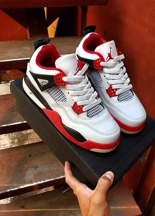 Білі кросівки унісекс nike jordan 4 retro fire red white х джордан 36