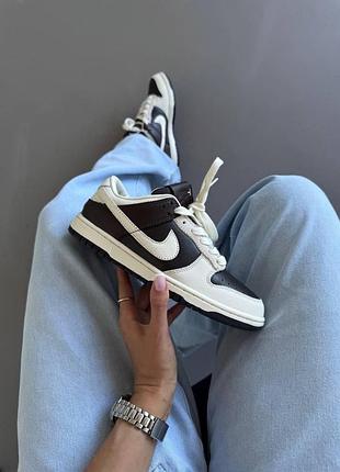 Черно-белые кроссовки унисекс nike sb dunk low brown cracked skin х данк 39