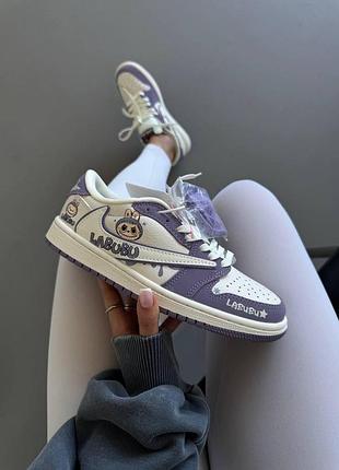 Бежевые кроссовки унисекс nike air jordan retro 1 low travis scott labubu beige violet х джордан 39