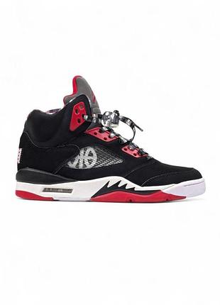 Чоловічі чорні кросівки nike air jordan 5 retro quai 54 black red х джордан 41