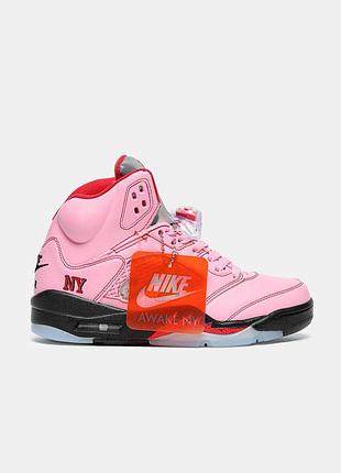 Женские розовые кроссовки nike air jordan 5 retro awake ny boro arctic pink х джордан 36