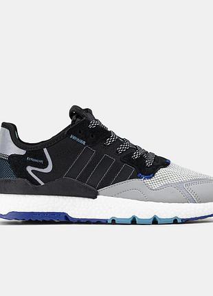 Чорні чоловічі кросівки adidas nite jogger black grey 3m x джоггер 41